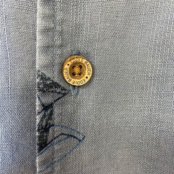 Eddie Bauer Men’s Blue Short Sleeve Button Front Leaf Print Shirt. Size XXL - Picture 6 of 6